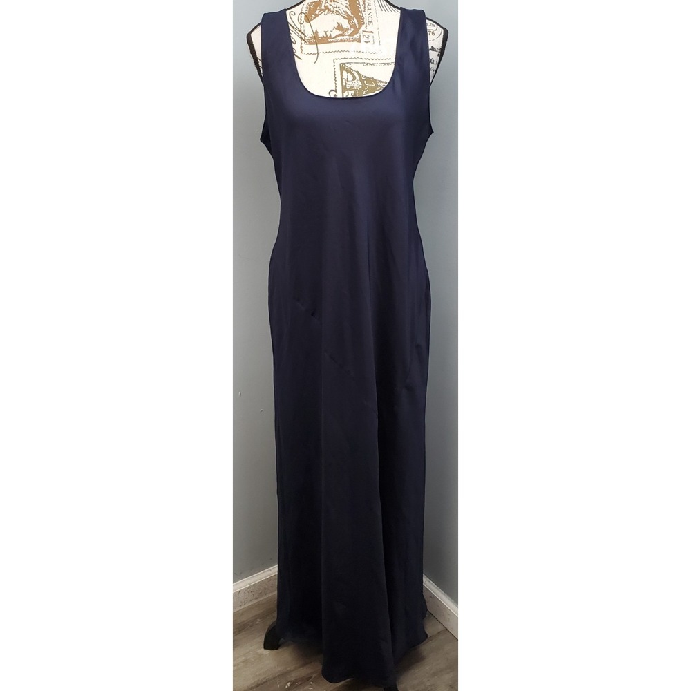 Banana Republic Maxi Slip Dress Womens PL Black Sleeveless Scoop Neck Pullover